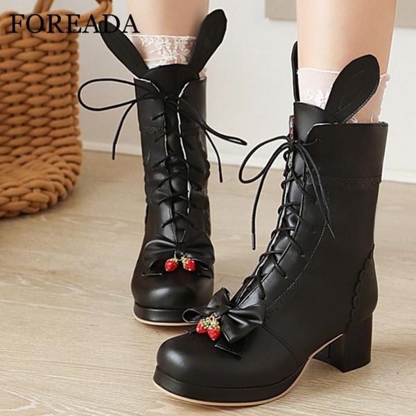 boots foreada women lolita platform round toe thick high heel mid-calf ears bow lace up ladies autumn black
boots foreada women lolita platform round toe thick high heel mid-calf ears bow lace up ladies autumn black