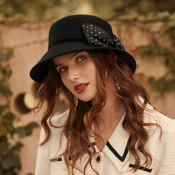 wide brim hats french big bow lady woolen fedoras hat for women real wool winter girls fashion basin trendy luxury autumn, Blue;gray
wide brim hats french big bow lady woolen fedoras hat for women real wool winter girls fashion basin trendy luxury autumn, Blue;gray