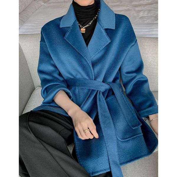 women's wool & blends autumn winter water ripple double-faced cashmere coat ladies thickening plus long lace woolen size, Black
women's wool & blends autumn winter water ripple double-faced cashmere coat ladies thickening plus long lace woolen size, Black