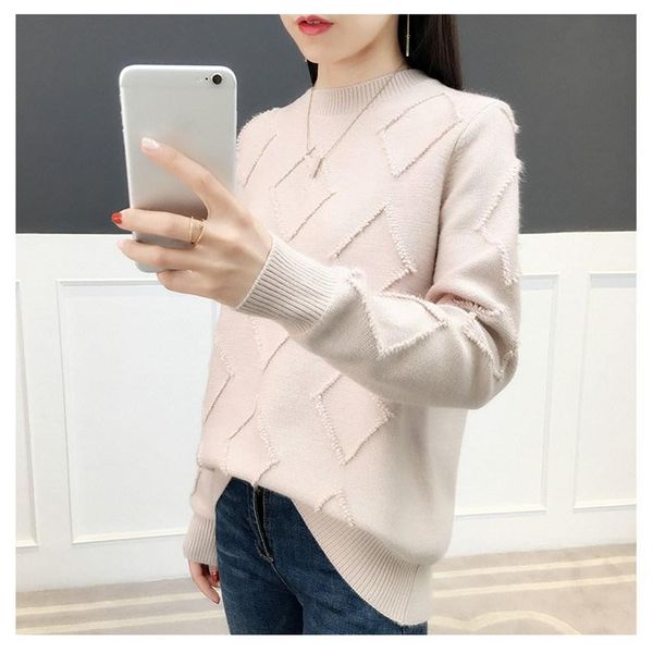 women's sweaters loose long sleeve knitted women warm vintage plaid pullovers casual jumper sweater, White;black
women's sweaters loose long sleeve knitted women warm vintage plaid pullovers casual jumper sweater, White;black