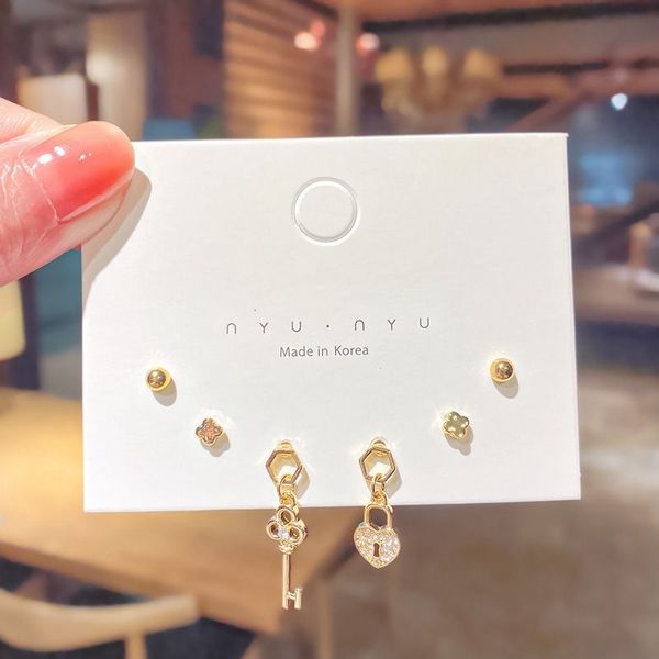 silver needle 6 one 925 lock world earring key set, Golden;silver 
silver needle 6 one 925 lock world earring key set, Golden;silver