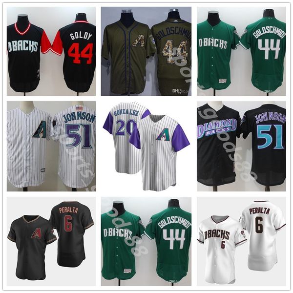 custom diamondbacks 44 paul goldschmidt baseball jersey 51 randy johnson 4 ketel marte 6 david peralta jake lamb zack greinke descalso, Blue;black