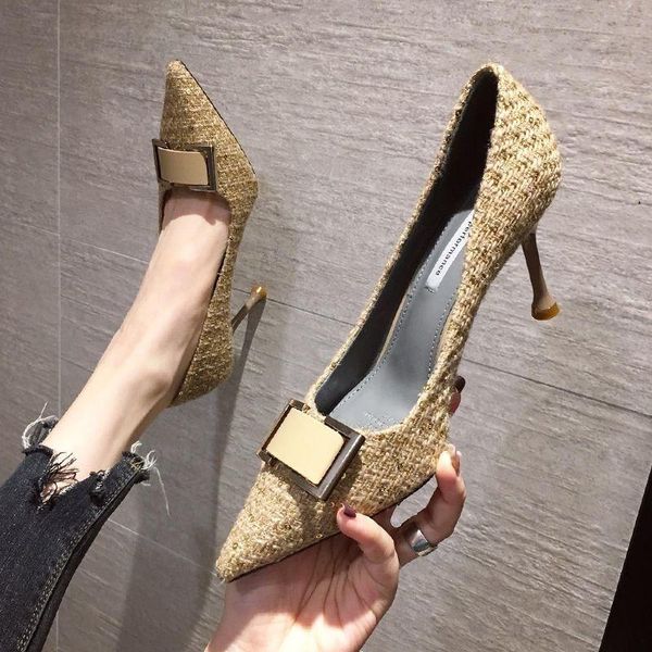 dress shoes luxury bling pointed toe shallow women thin heels korean style designer slip-on knitted fabric party pumps elegant office, Black
dress shoes luxury bling pointed toe shallow women thin heels korean style designer slip-on knitted fabric party pumps elegant office, Black