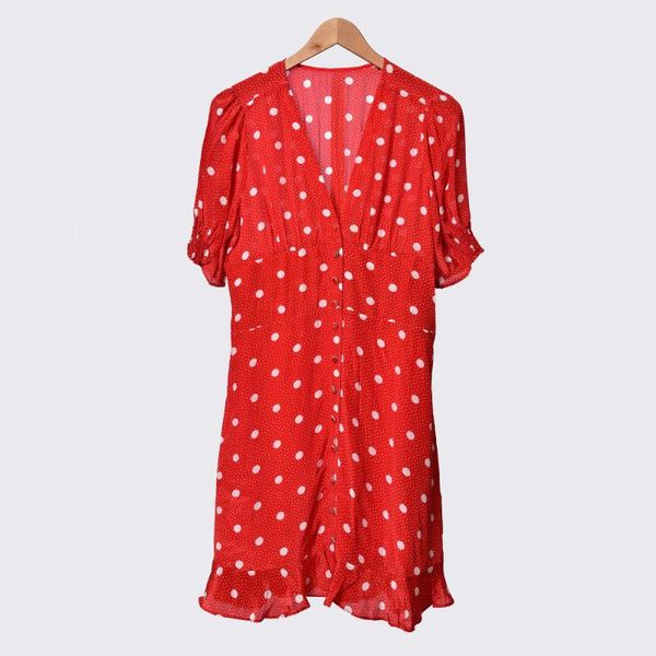 party dresses viscose women v-neck dress spring summer polka dot short sleeve ruffles female holiday red, White;black
party dresses viscose women v-neck dress spring summer polka dot short sleeve ruffles female holiday red, White;black