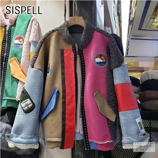 women's wool & blends sispell patchwork hit color coat for female v neck long sleeve loose warm casual streetwear fashion 2021, Black
women's wool & blends sispell patchwork hit color coat for female v neck long sleeve loose warm casual streetwear fashion 2021, Black