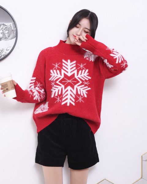 women's sweaters female turtleneck ruched women sweater 2021fall winter clothes fashion snowflake christmas knitted pullovers, White;black
women's sweaters female turtleneck ruched women sweater 2021fall winter clothes fashion snowflake christmas knitted pullovers, White;black