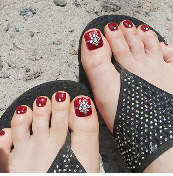 false nails 24pcs rhinestones inlaid toenail patch red wine glue type removable short paragraph manicure ne, Red;gold
false nails 24pcs rhinestones inlaid toenail patch red wine glue type removable short paragraph manicure ne, Red;gold
