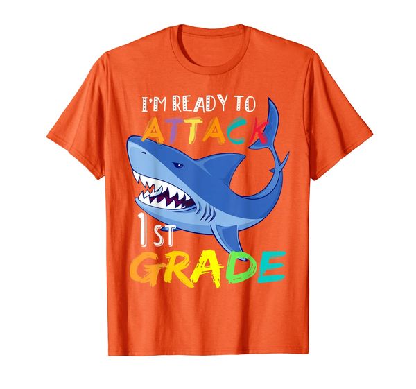 i'm ready to attack 1st grade boys t-shirts back to school t-shirt, White;black 
i'm ready to attack 1st grade boys t-shirts back to school t-shirt, White;black