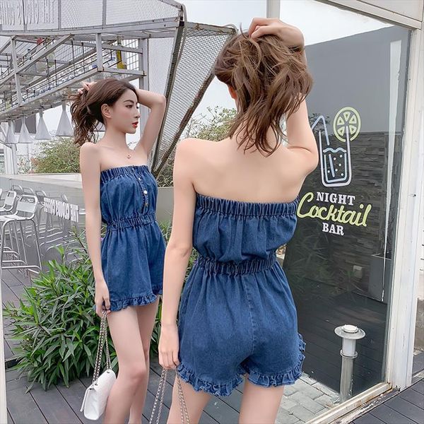 summer denim blue combinaison womens jumpsuits tube high waist korean fashion clothing casual wide leg shorts fungus, Black;white
summer denim blue combinaison womens jumpsuits tube high waist korean fashion clothing casual wide leg shorts fungus, Black;white