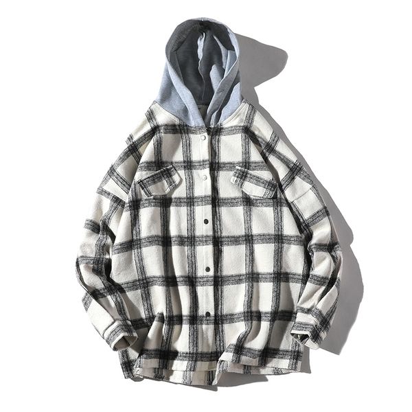 men's casual shirts autumn long sleeve plaid hooded streetwear single breasted camisa masculina abz532 3xsq, White;black
men's casual shirts autumn long sleeve plaid hooded streetwear single breasted camisa masculina abz532 3xsq, White;black