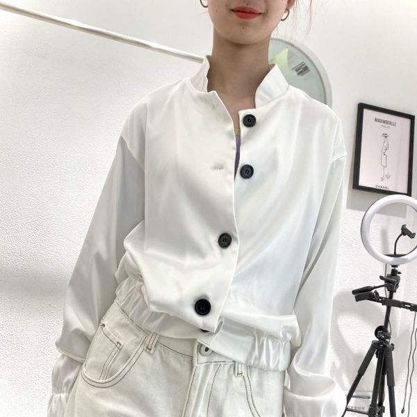 women's jackets 2021 spring satin stand collar jacket baseball uniform short women, Black;brown
women's jackets 2021 spring satin stand collar jacket baseball uniform short women, Black;brown