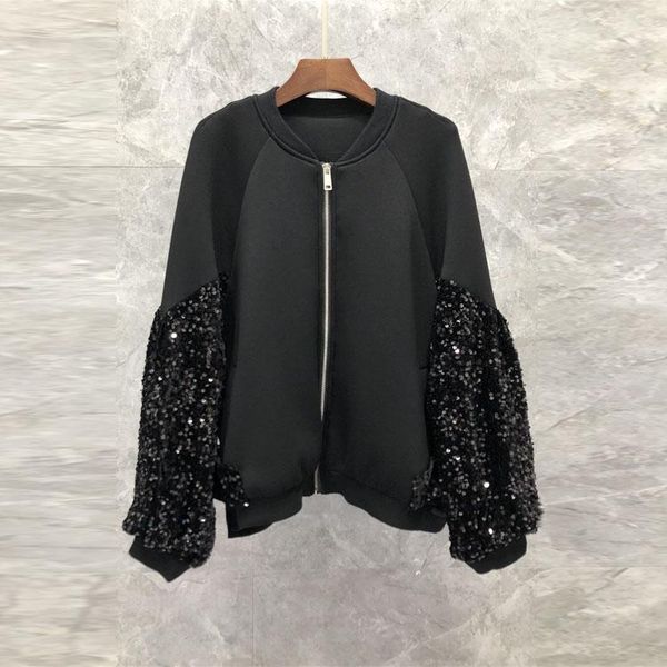 women's jackets sequined coat 2021 autumn winter style women bow deco long sleeve casual black cotton ladies loose coats outwear, Black;brown
women's jackets sequined coat 2021 autumn winter style women bow deco long sleeve casual black cotton ladies loose coats outwear, Black;brown
