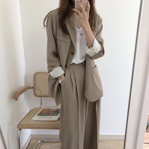 new women blazer suits two piece suit oversize women suit high waist wide leg pants suit female 2 piece set women two, Gray
new women blazer suits two piece suit oversize women suit high waist wide leg pants suit female 2 piece set women two, Gray