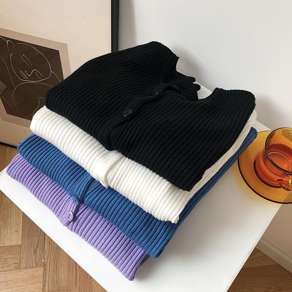2021 spring women knitted short cardigan sweater fashion korean long sleeve loose sweater jacket outerwear, White
2021 spring women knitted short cardigan sweater fashion korean long sleeve loose sweater jacket outerwear, White