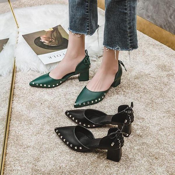dress shoes summer female pumps pointed lady high heels green black with thick wild single women sandalias femeninas 1218-20
dress shoes summer female pumps pointed lady high heels green black with thick wild single women sandalias femeninas 1218-20