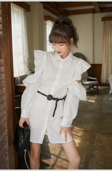 2021 new autumn ruffle cold shoulder long sleeve shirt women button up collar korean casual mini fall fashion vhvc, Black;gray
2021 new autumn ruffle cold shoulder long sleeve shirt women button up collar korean casual mini fall fashion vhvc, Black;gray