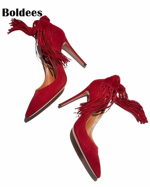 red suede thin high heel pumps pointed toe bowtie women party dress shoes women bride fringe high heels, Black
red suede thin high heel pumps pointed toe bowtie women party dress shoes women bride fringe high heels, Black