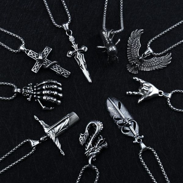 pendant necklaces hip hop stainless steel gothic punk titanium party jewelry anniversary gift, Silver
pendant necklaces hip hop stainless steel gothic punk titanium party jewelry anniversary gift, Silver