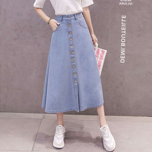 20212021 spring and summer a-line medium length high waist korean versatile long trendy denim skirt slim, Blue
20212021 spring and summer a-line medium length high waist korean versatile long trendy denim skirt slim, Blue