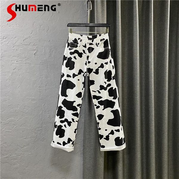 women's jeans 2021 summer cow pattern printed denim trousers for female fashion high waist loose casual straight pants ladies, Blue
women's jeans 2021 summer cow pattern printed denim trousers for female fashion high waist loose casual straight pants ladies, Blue