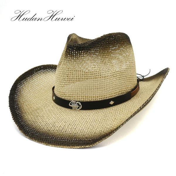 cloches fashion black spray-painted western cowboy paper straw hats with metal scorpion leather decor wide brim panama beach cap sunhat, Blue;gray
cloches fashion black spray-painted western cowboy paper straw hats with metal scorpion leather decor wide brim panama beach cap sunhat, Blue;gray