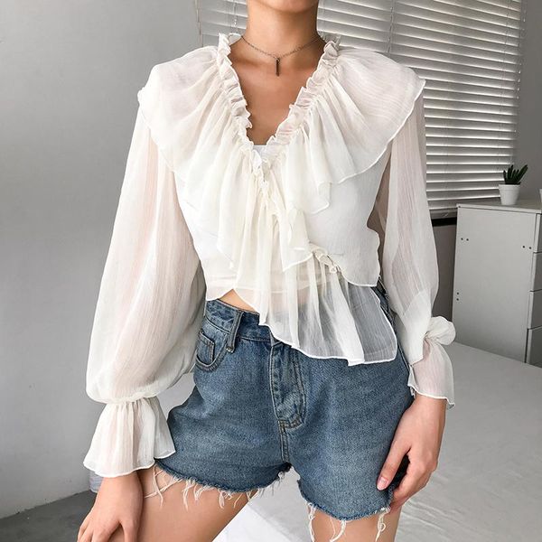 women's blouses & shirts women blouse ruffled perspective suspenders long-sleeved european and american ins loose thin straps fairy sun, White
women's blouses & shirts women blouse ruffled perspective suspenders long-sleeved european and american ins loose thin straps fairy sun, White