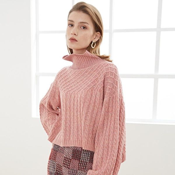 women's sweaters turtleneck twist solid sweater short autumn and winter 2021 arrival loose wool knitted bottomed pullover, White;black
women's sweaters turtleneck twist solid sweater short autumn and winter 2021 arrival loose wool knitted bottomed pullover, White;black