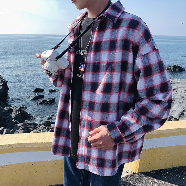 2021 spring plaid men's fashion retro casual men streetwear long-sleeved shirts mens shirt m-2xl 8kw0, White;black 
2021 spring plaid men's fashion retro casual men streetwear long-sleeved shirts mens shirt m-2xl 8kw0, White;black