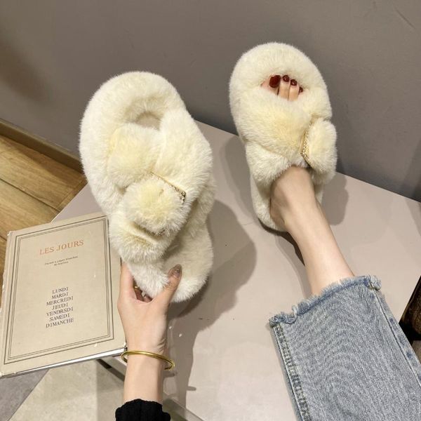 slippers women fashion metal decoration warm fluffy cozy faux fur cross indoor floor slides flat soft furry ladies flip flops, Black
slippers women fashion metal decoration warm fluffy cozy faux fur cross indoor floor slides flat soft furry ladies flip flops, Black