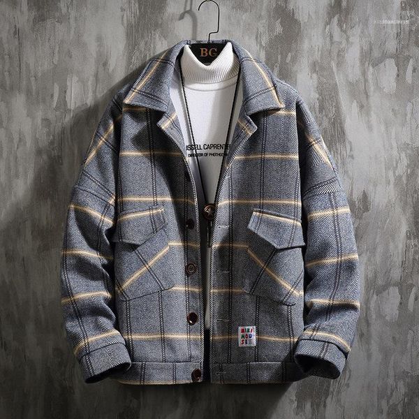 men's wool & blends fashion winter plaid jacket men coat casual slim turn down collar trench1, Black
men's wool & blends fashion winter plaid jacket men coat casual slim turn down collar trench1, Black