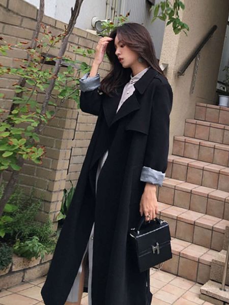 windbreaker women's middle long 2020 new korean spring and autumn chic simple lace up temperament knee high hepburn style coat fashion, Black
windbreaker women's middle long 2020 new korean spring and autumn chic simple lace up temperament knee high hepburn style coat fashion, Black