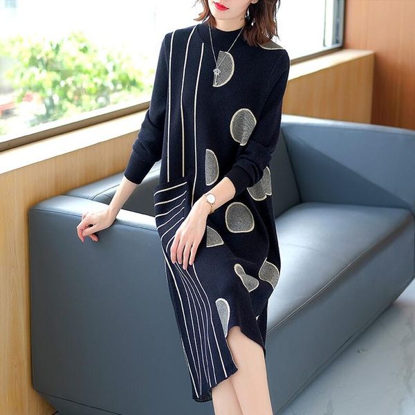 new 2021 autumn winter women mid-calf knitting straight sweaters dresses stripes and dots style elegant solid casual dress, Black;gray
new 2021 autumn winter women mid-calf knitting straight sweaters dresses stripes and dots style elegant solid casual dress, Black;gray
