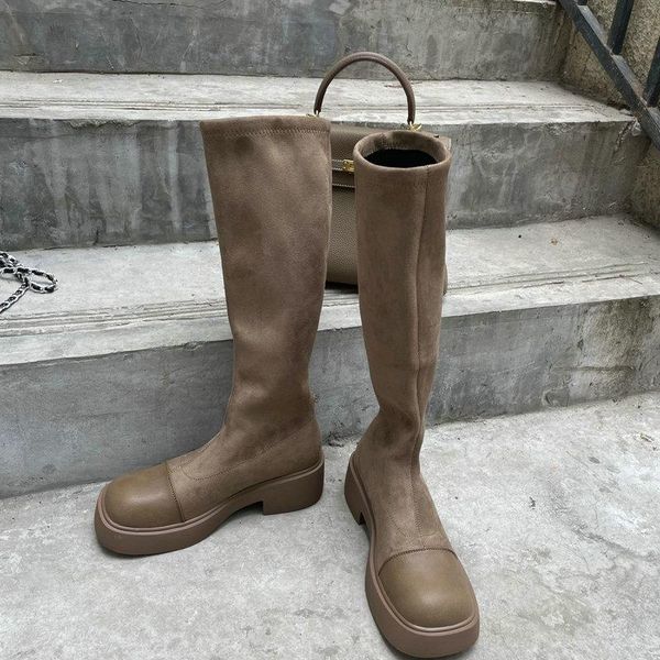 boots 2021 trend european autumn suede leather women knee-high fashion thick-soled elastic thick heel, Black
boots 2021 trend european autumn suede leather women knee-high fashion thick-soled elastic thick heel, Black