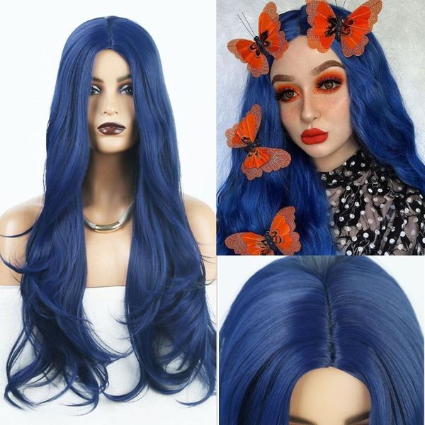 synthetic wigs dark blue wig long wavy machine made heat resistant fiber hair for women cosplay, Black
synthetic wigs dark blue wig long wavy machine made heat resistant fiber hair for women cosplay, Black