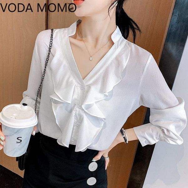 women's blouses & shirts office long sleeve ruffles summer shirt blouse for women blusas womens and chiffon ladie's top, White
women's blouses & shirts office long sleeve ruffles summer shirt blouse for women blusas womens and chiffon ladie's top, White
