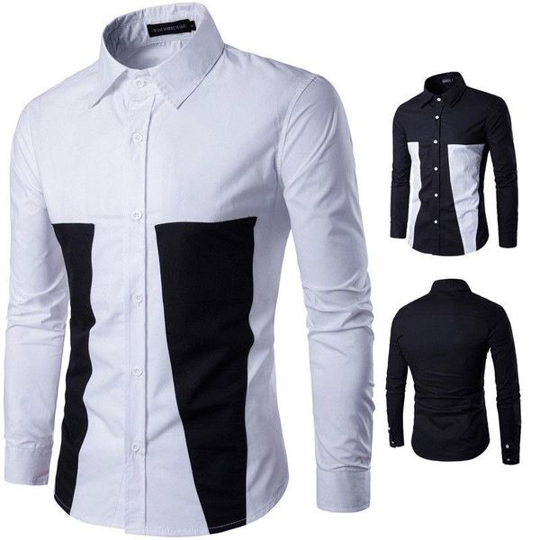 men's casual shirts slim formal dress fit shirt stylish patch sleeve luxury, White;black
men's casual shirts slim formal dress fit shirt stylish patch sleeve luxury, White;black