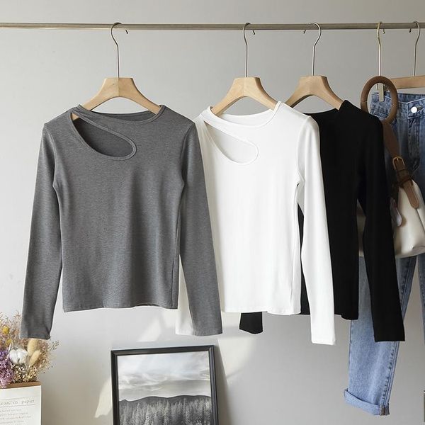 women's t-shirt women casual basic cotton long sleeve t shirts o neck hollow out korean style stretwear chic solid female tee pullover, White
women's t-shirt women casual basic cotton long sleeve t shirts o neck hollow out korean style stretwear chic solid female tee pullover, White