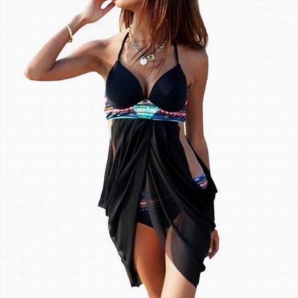 women girl black halter swimsuit neck dress style bikini set push up padded bra beachwear, White;black
women girl black halter swimsuit neck dress style bikini set push up padded bra beachwear, White;black