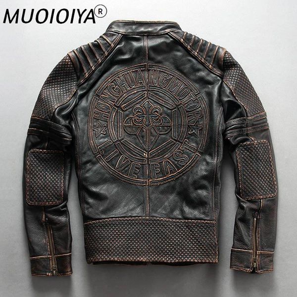 men's leather & faux vintage brwon motorcycle cow genuine jacket men fashion 3d print thick cowhide slim fit jackets winter russia coat, Black
men's leather & faux vintage brwon motorcycle cow genuine jacket men fashion 3d print thick cowhide slim fit jackets winter russia coat, Black
