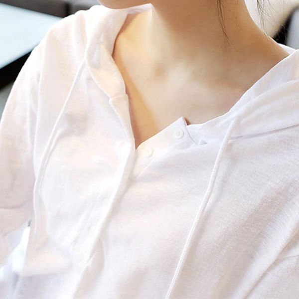 women's t-shirt 2021 summer cotton women t-shirts long-sleeved hooded loose office lady elegant solid and tees, White
women's t-shirt 2021 summer cotton women t-shirts long-sleeved hooded loose office lady elegant solid and tees, White