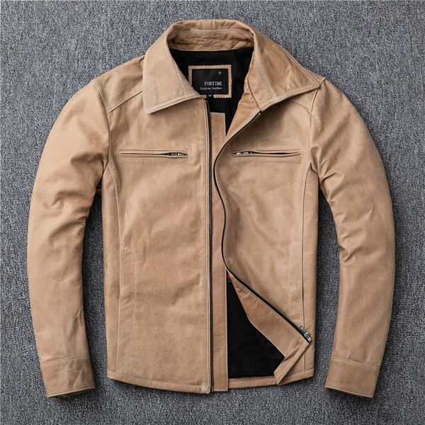 men's leather & faux pakistan oil wax without coating sheep skin coat lapels man dovetail locomotive jacket, Black
men's leather & faux pakistan oil wax without coating sheep skin coat lapels man dovetail locomotive jacket, Black