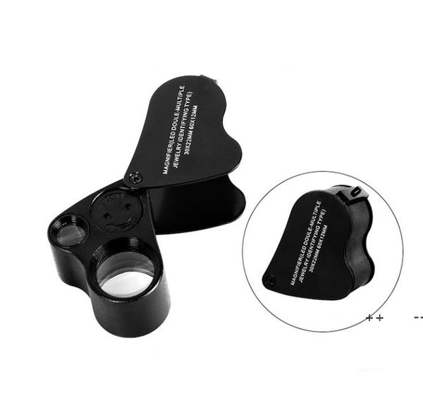 Image of Microscope 30X 60X Illuminated Jewelers Eye Loupe Magnifier, Foldable Jewelry Magnifier-with Bright LED Light Gems Jewelry-Coins RRF11536