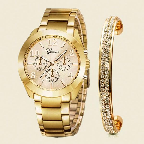wristwatches watch+bangle for women 2pcs/set bracelet watches fashion luxury simple gold watch jewelry set gift relojes para mujer, Slivery;brown
wristwatches watch+bangle for women 2pcs/set bracelet watches fashion luxury simple gold watch jewelry set gift relojes para mujer, Slivery;brown