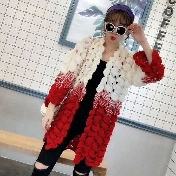 women's sweaters 2021 winter autumn women sweater long cardigans knitted cashmere hollow out gradient printing loose thicken female coa, White;black
women's sweaters 2021 winter autumn women sweater long cardigans knitted cashmere hollow out gradient printing loose thicken female coa, White;black