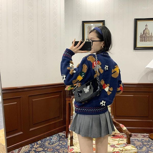 soft sister milk blue knitted female japanese vintage sweet cute uniform bear pattern sweater girl spring autumn base women's sweaters, White;black
soft sister milk blue knitted female japanese vintage sweet cute uniform bear pattern sweater girl spring autumn base women's sweaters, White;black
