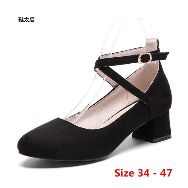 dress shoes office pumps square mid high heels woman scarpin cross tied heel women small big size 34 - 47, Black
dress shoes office pumps square mid high heels woman scarpin cross tied heel women small big size 34 - 47, Black