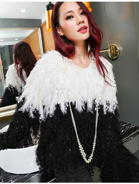 women's sweaters 2021 sweater women feminino computer arrival real poncho knit loose long-sleeved pullover, White;black
women's sweaters 2021 sweater women feminino computer arrival real poncho knit loose long-sleeved pullover, White;black