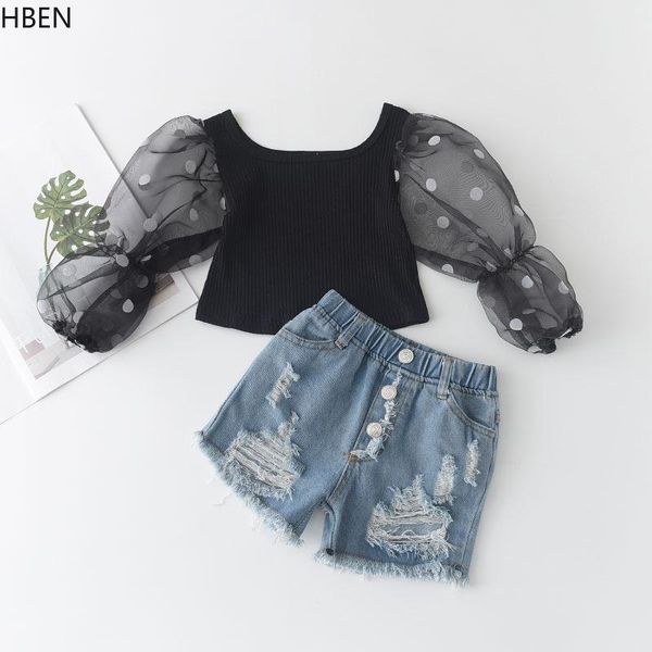 clothing sets de 2021 summer girls fashion t-shirt jeans set children long sleeve mesh + denim shorts 2pcs outfits kids suits, White
clothing sets de 2021 summer girls fashion t-shirt jeans set children long sleeve mesh + denim shorts 2pcs outfits kids suits, White