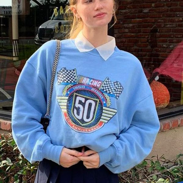 2021 new sky blue vintage racing letter printed sweatshirt women teens girls thick warm winter oversized casual brand design fashion 78, Black
2021 new sky blue vintage racing letter printed sweatshirt women teens girls thick warm winter oversized casual brand design fashion 78, Black