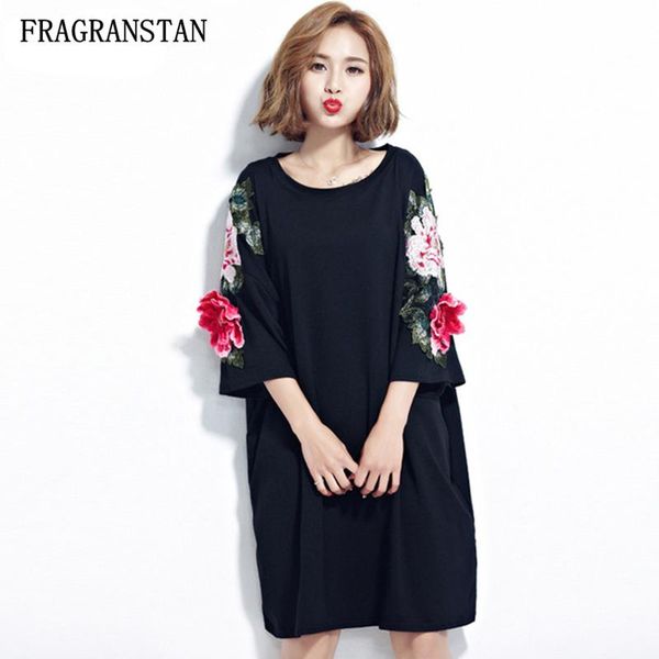casual dresses 2021 female spring summer fashion o-neck black dress women rose embroidery loose plus size jq565, Black;gray
casual dresses 2021 female spring summer fashion o-neck black dress women rose embroidery loose plus size jq565, Black;gray